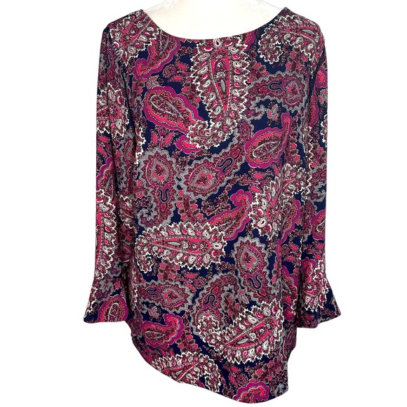 Talbots Tops - Talbots Pink Paisley Long Sleeve Side Zipper Blouse Size Medium